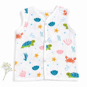 Muslin Button Jabla - Ocean (3-6)m