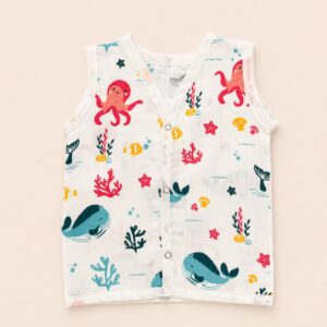 Muslin Button Jabla - Sea Animals (3-6)m