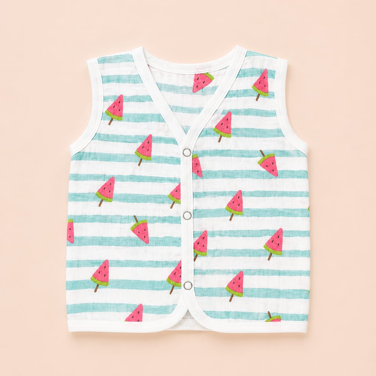 Muslin Button Jabla 6-9m - Watermelon
