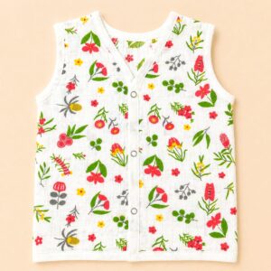 Muslin Button Jabla 6-9m - Red Blossom