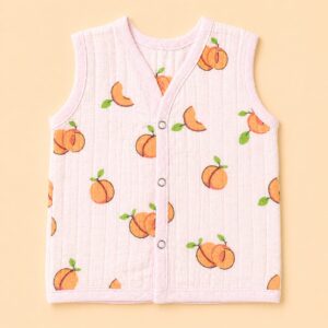 Muslin Dye Button Jabla 6-9m - Peach