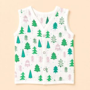Muslin Button Jabla - Pine Tree (0-3)