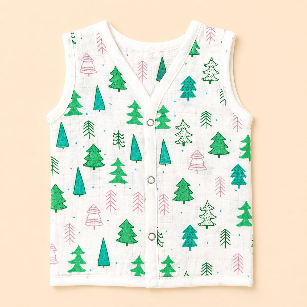 Muslin Button Jabla - Pine Tree (0-3)