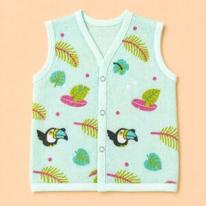 Muslin Dye Button Jabla - Blue Toucan (0-3)