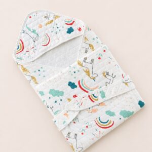 Muslin Hooded Wrapper - Rainbow