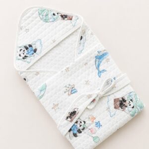 Muslin Hooded Wrapper - Ocean Panda