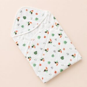 2 Layer Muslin Hooded Towel - Toucan