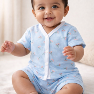 Cotton Shorts set 3-6m- Blue Flower