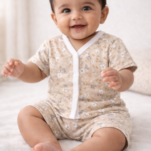 Cotton Shorts set 6-9m- Ivory Flower