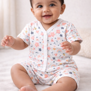 Cotton Shorts set 3-6m- White flower