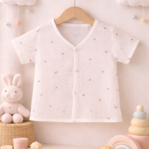 Half sleeve Muslin Jabla 6-12 - Peach Flowers