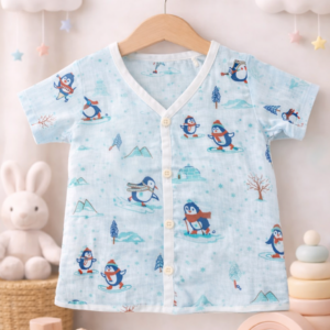 Half sleeve Muslin Jabla 3-6 - Penguin blue