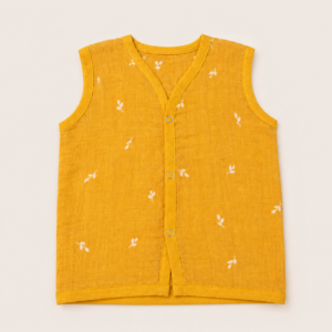 Muslin Dye Button Jabla 6-9m - Mustard