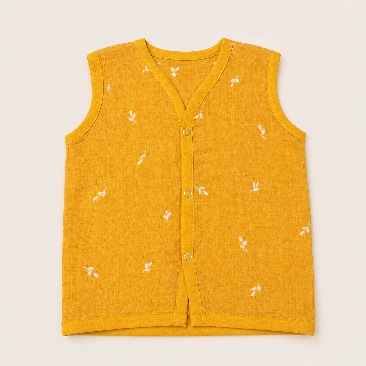 Muslin Dye Button Jabla 6-9m - Mustard