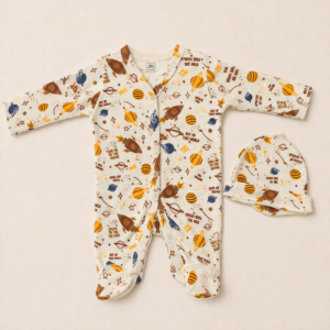 Baby Sleep Suit with Cap (0-3)m- Space
