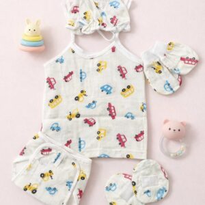 Muslin 5 piece combo set (0-3)m- Cars
