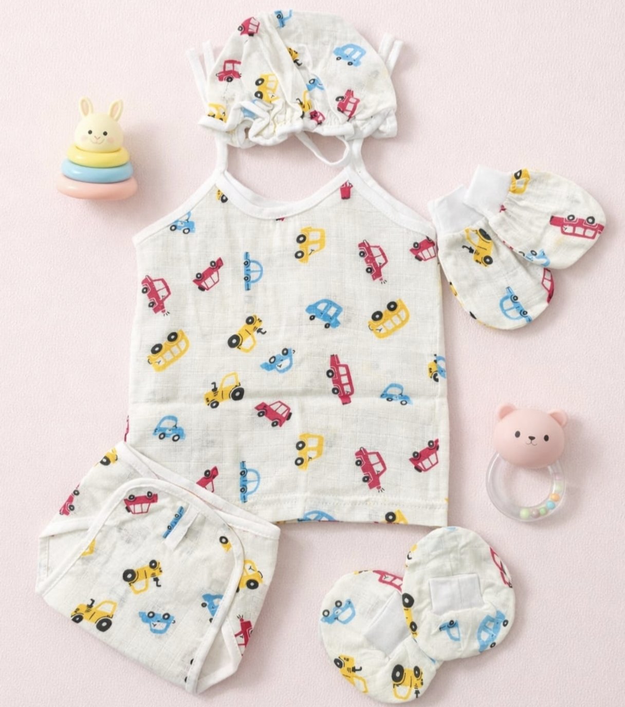Muslin 5 piece combo set (0-3)m- Cars