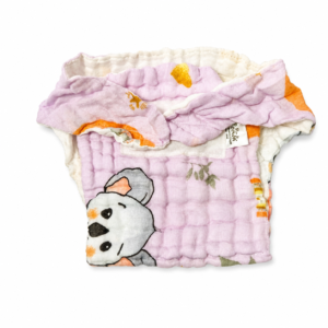 6 Layer Crinkle Muslin Nappy,S (Velcro type) 0-3m - Lilac Koala