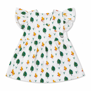 Muslin Cross button Frocks 3-6m -04