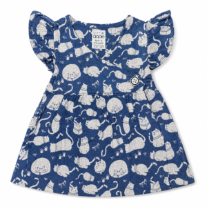 Muslin Cross button Frocks 3-6m -05