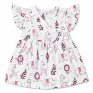 Muslin Cross button Frocks 3-6m -03