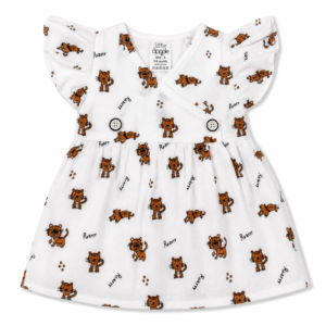 Muslin Cross button Frocks 3-6m -01