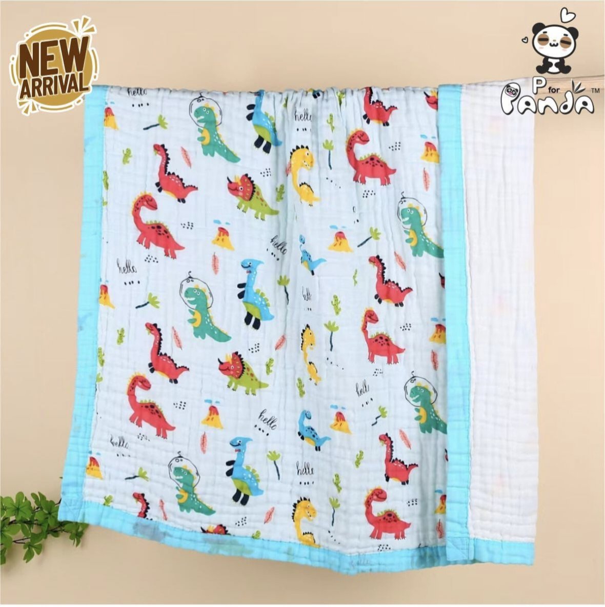 6 Layer Muslin Blanket- Dino