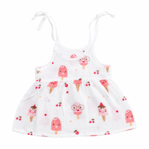 Muslin Knot Frocks 0-3m - Icecream