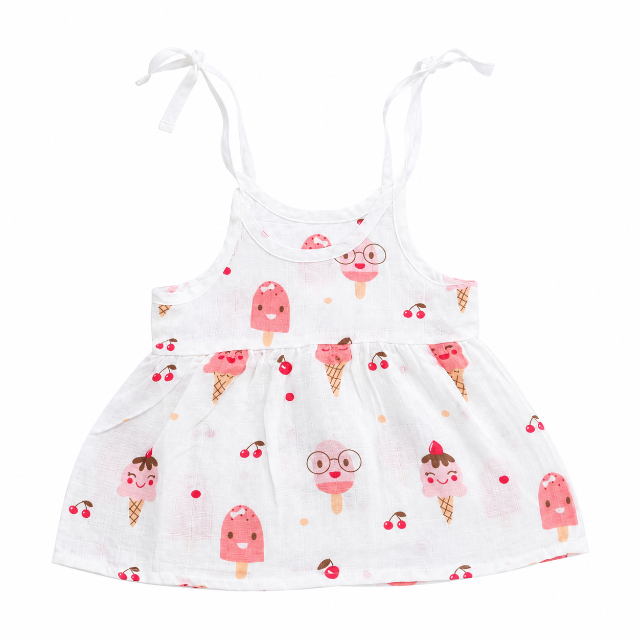 Muslin Knot Frocks 0-3m - Icecream