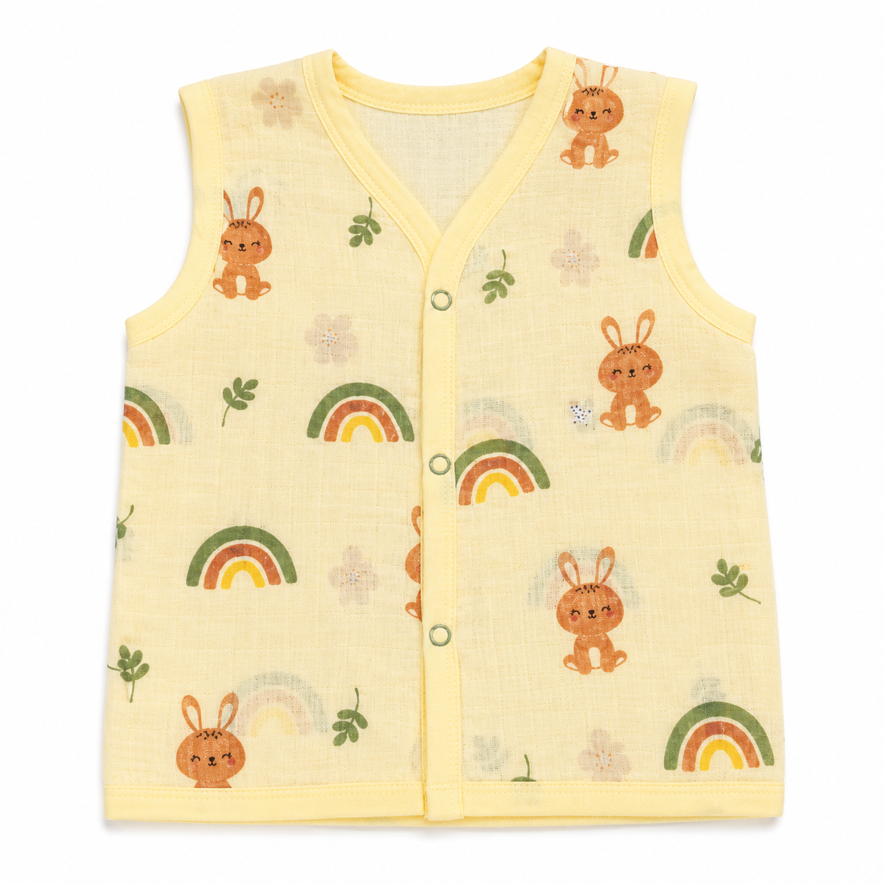 Muslin Dye Button Jabla 6-9m - Yellow Rabbit
