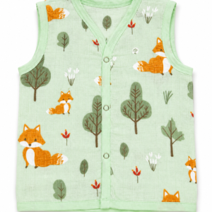 Muslin Dye Button Jabla 9-12m - Green Fox