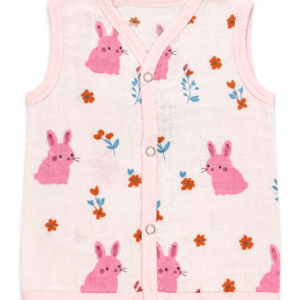 Muslin Dye Button Jabla 9-12m - Pink Rabbit