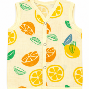 Muslin Dye Button Jabla 9-12m - Yellow Lemon