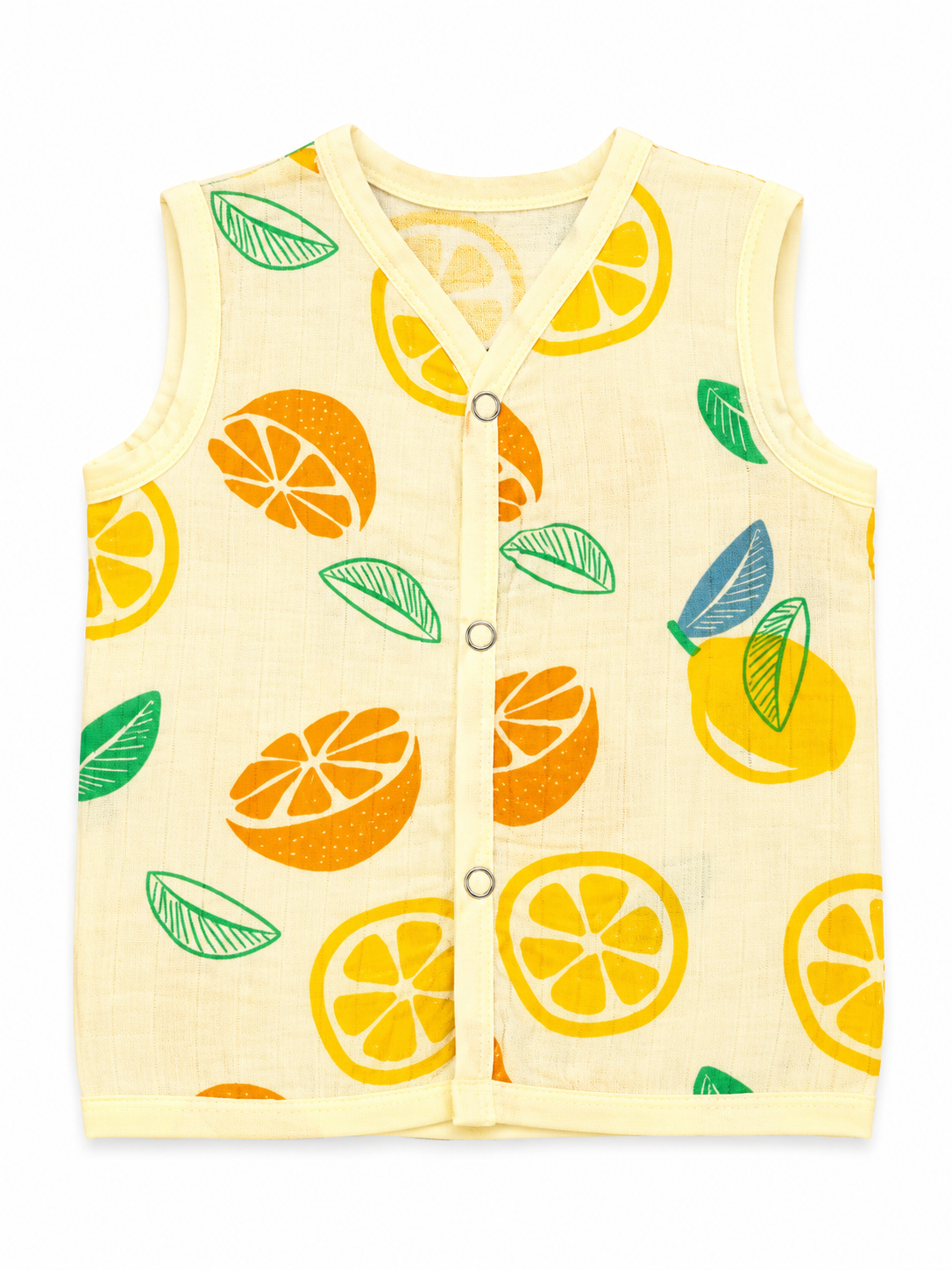 Muslin Dye Button Jabla - Yellow Lemon(3-6)