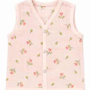Muslin Dye Button Jabla 9-12m - Peach Heart