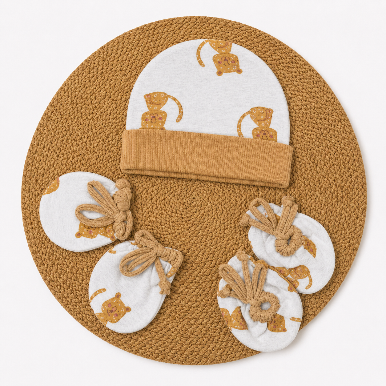 Cap Mittens Booties (Adjust fit) - Cat
