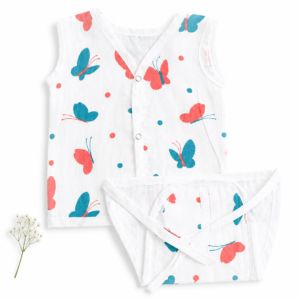 Muslin Button Jabla + Padded Nappy - Butterfly (0-3m)