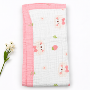 6 Layer Muslin Blanket- Pink Bunny