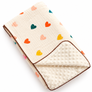 Muslin Bubble Blanket 110*110cm - Colourful hearts