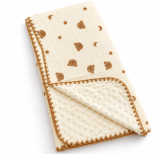 Muslin Bubble Blanket 110*110cm - Teddy with Moon n Stars