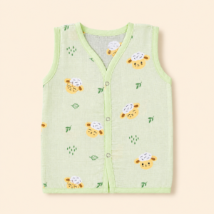 Muslin Dye Button Jabla 6-9m - Green Sheep