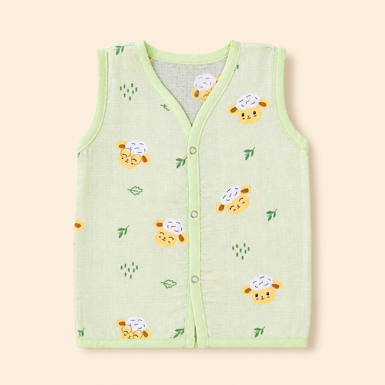 Muslin Dye Button Jabla - Green Sheep (3-6)