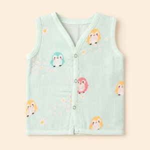 Muslin Dye Button Jabla 6-9m - Blue Owl