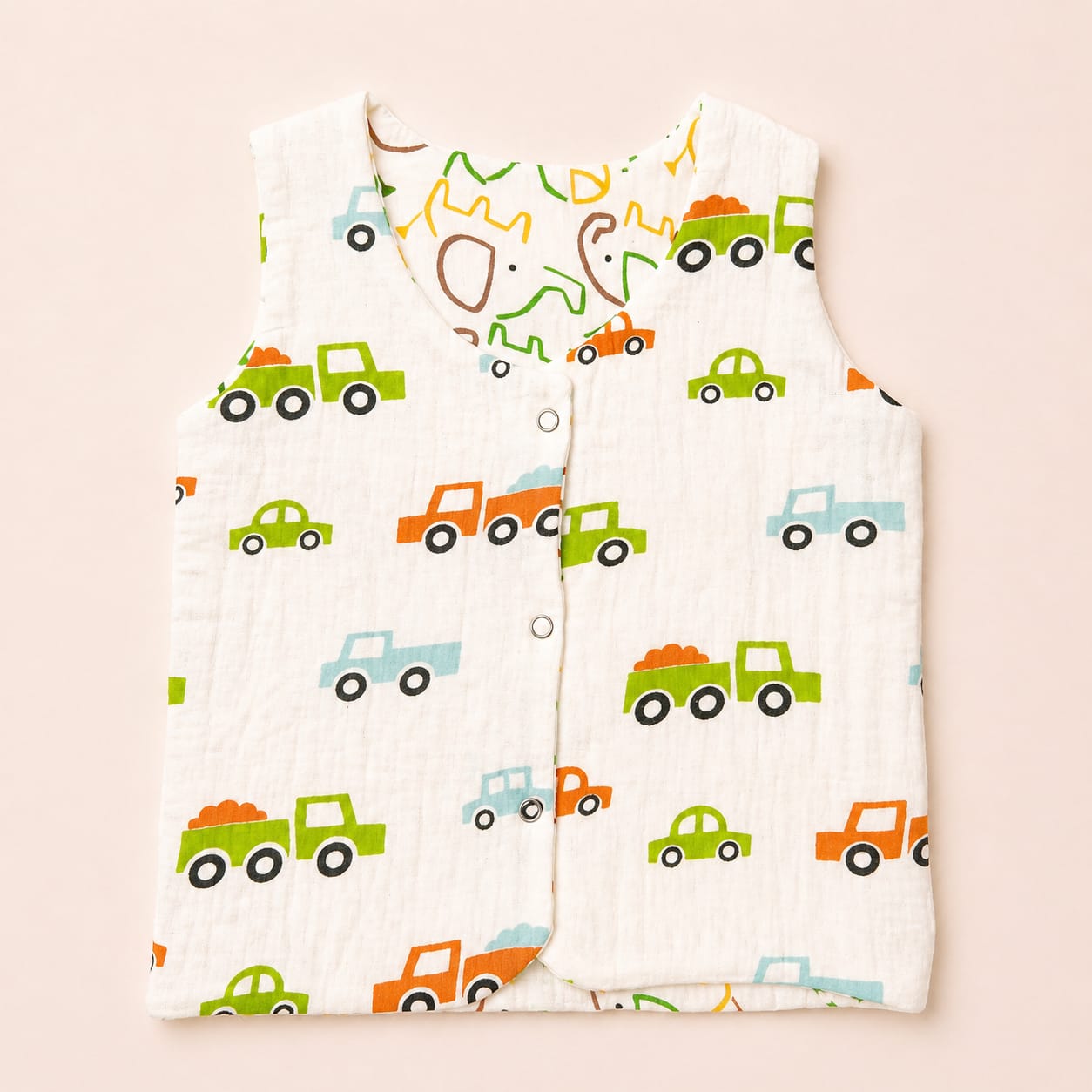 2 Layer Muslin Reversible Jabla - 04 (0-3)M - Image 2