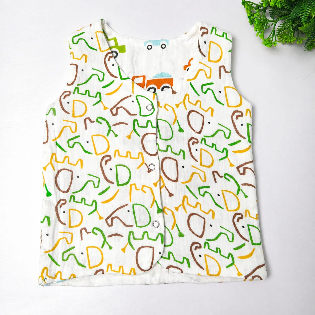 2 Layer Muslin Reversible Jabla - 04 (0-3)M
