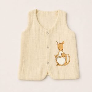 2 Layer Button Jabla - Cream Kangaroo- (0-3)m
