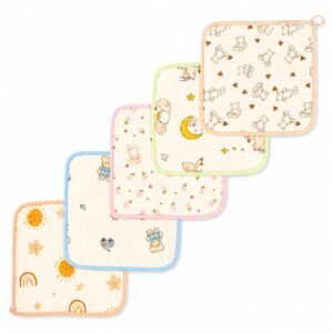 Muslin Wash Clothes (Pack of 5)- Assorted