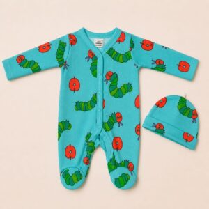 Baby Sleep Suit with Cap (0-3)m- Caterpillar