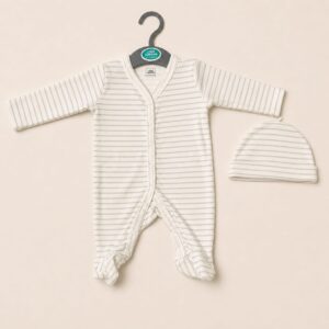 Baby Sleep Suit with Cap (0-3)m- Stripe