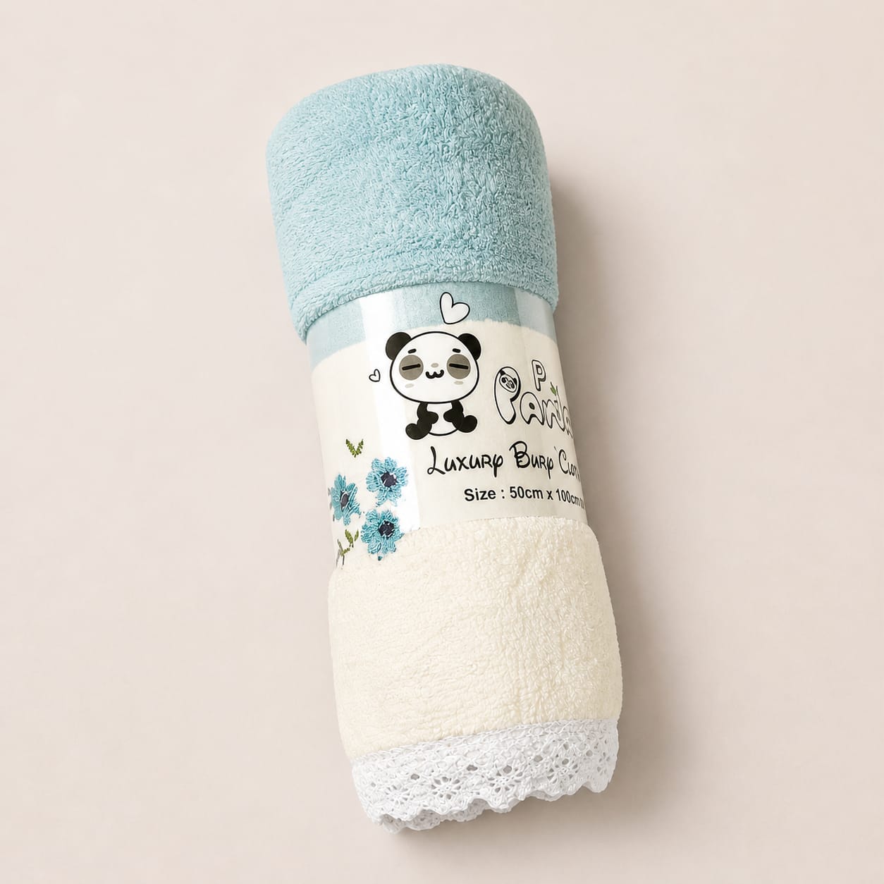 Terry Cotton Lace Towel 50*100cm - Powder Blue